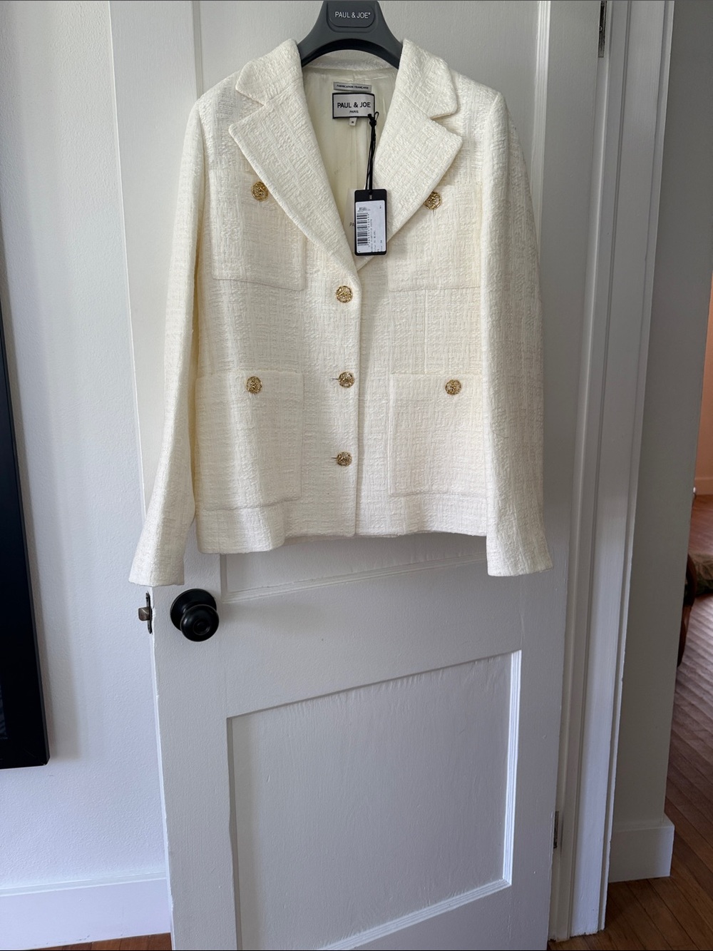 Paul & Joe Ivory Tweed Double-Breasted Blazer. NWT
